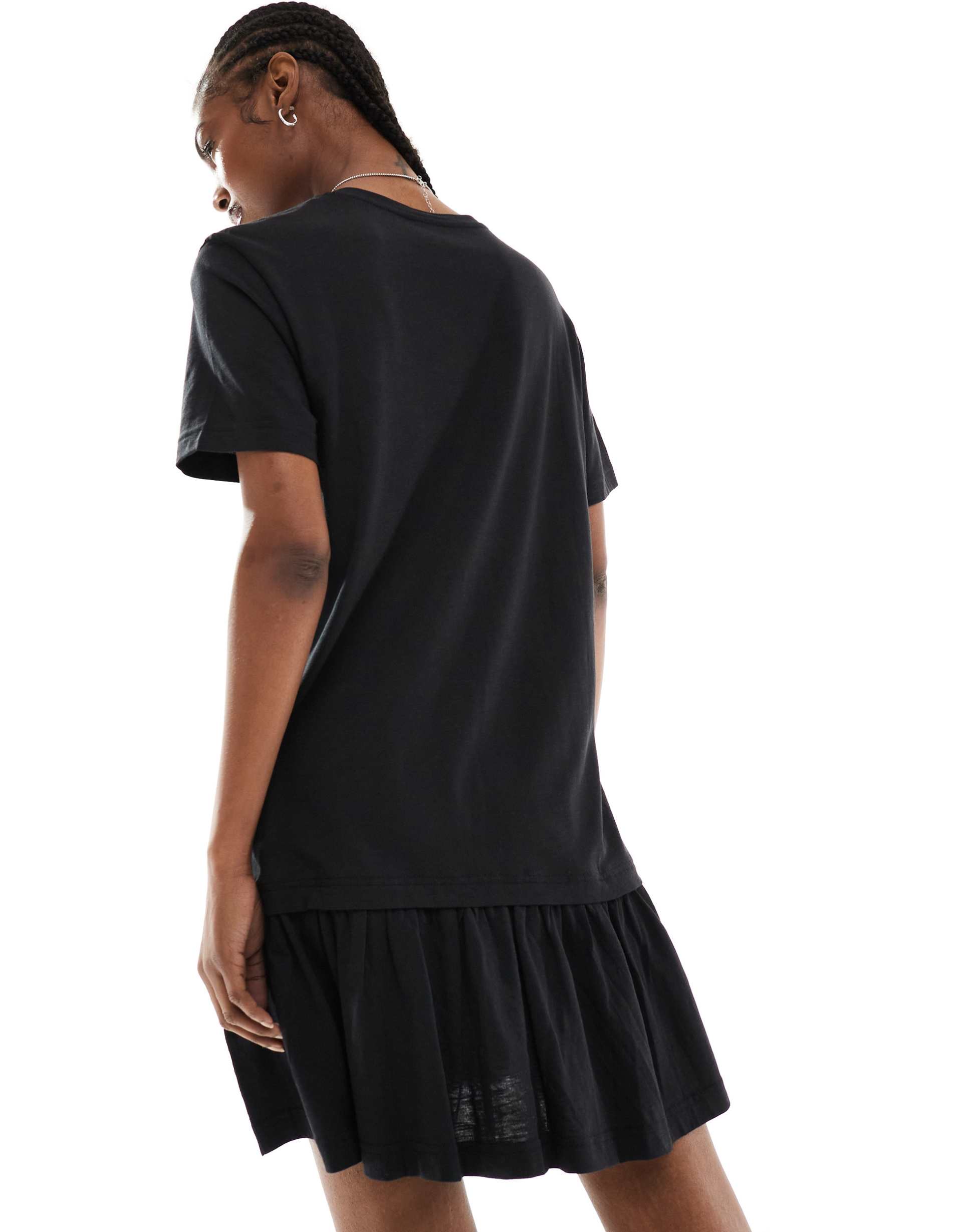monki jersey mini dress with drop waist in black