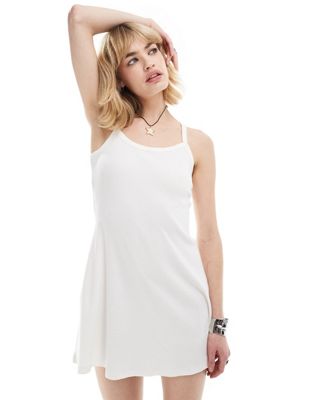 jersey mini slip dress in white