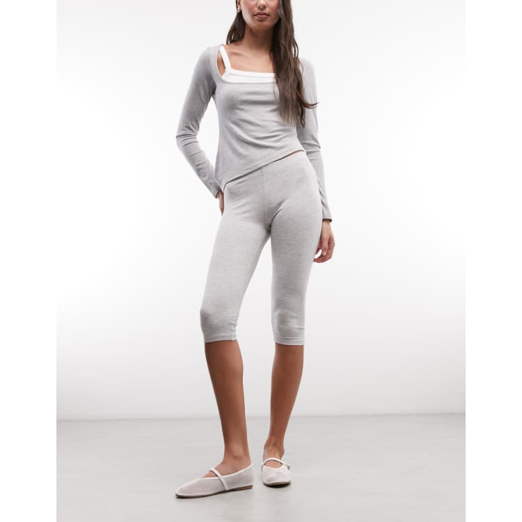 Monki jersey stretch capri pants in gray melange | ASOS