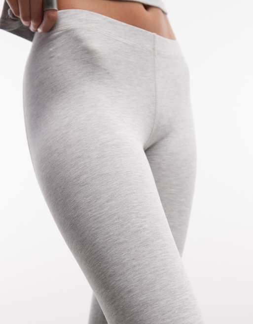 Monki jersey stretch capri pants in grey melange, 4 of 5