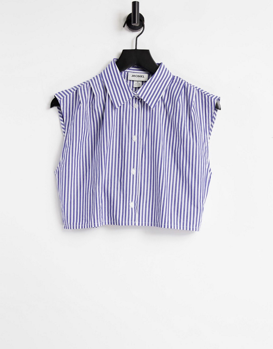 Monki Jessie organic cotton sleeveless shirt in blue stripe-Blues