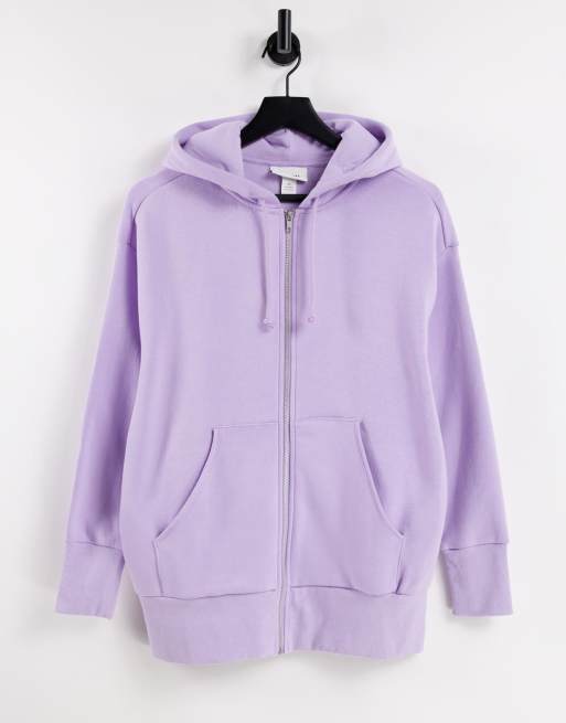 Monki Joa cotton zip front hoodie in lilac LILAC