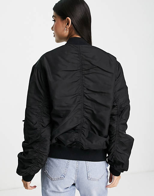  Monki Joy recycled bomber jacket in black 