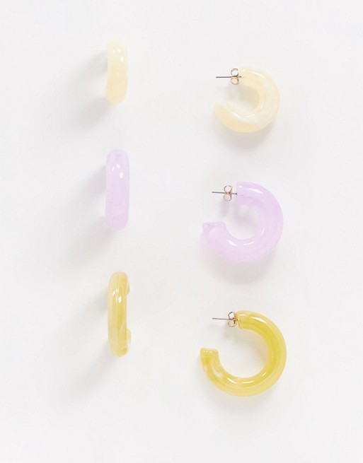 Monki Jumbo multi coloured hoop earrings