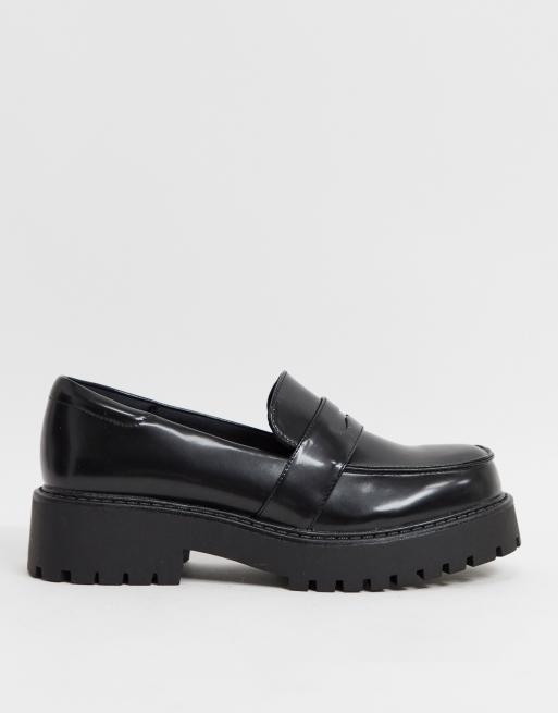asos design mulled chunky loafers in black