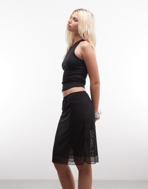 Monki - Jupe longueur genou en tulle - Noir - view 1