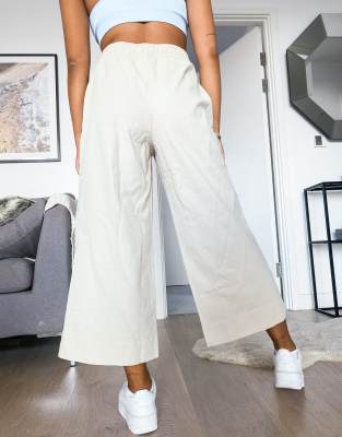 beige wide leg joggers