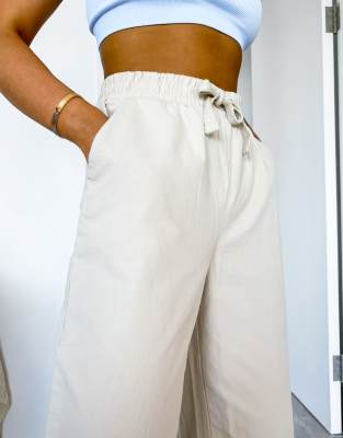 beige wide leg joggers