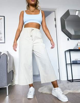 beige wide leg joggers