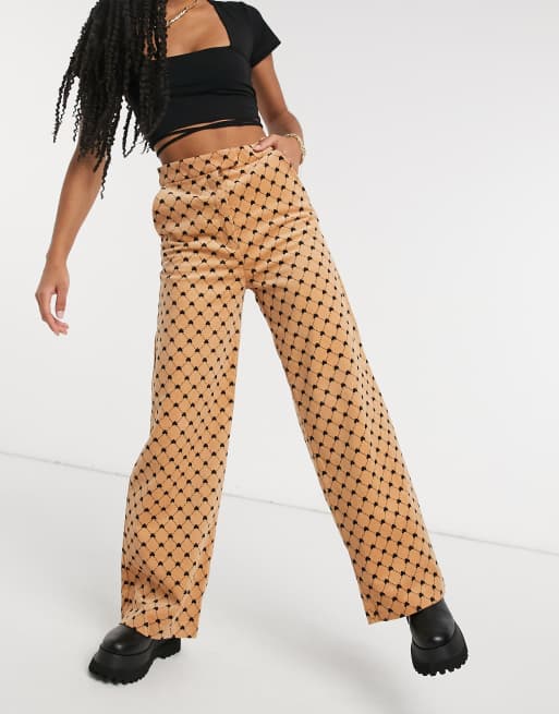 Chain print outlet wide leg trousers