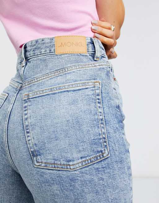 Monki Kaori cotton flared jeans in vintage blue - MBLUE, 3 of 4