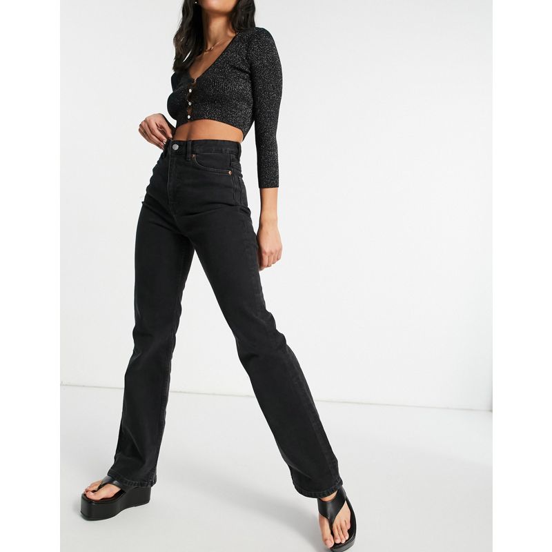 Monki – Kaori – Jeans mit Schlag aus Bio-Baumwolle in Schwarz
