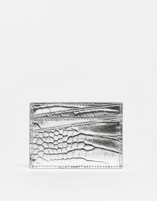 Monki – Kartenetui in Kroko-Silber