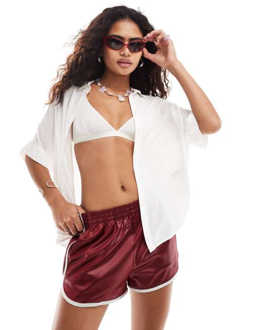 Monki – Kastige Oversize-Bluse in Weiß