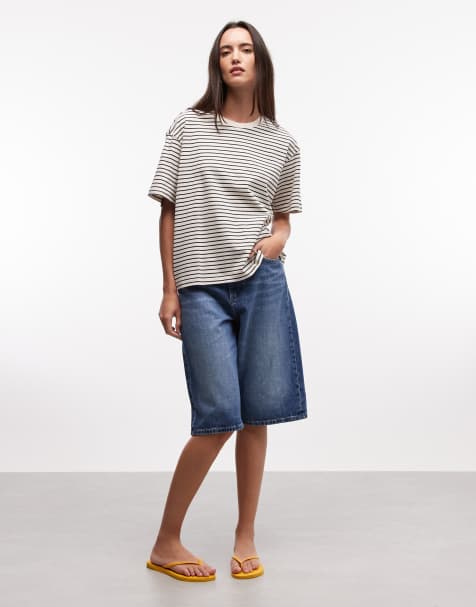 Monki – Kastiges Oversize-T-Shirt in Schwarz und Weiß gestreift - view 1