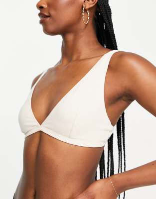 Monki Katia cotton rib jersey bralet in beige  - BEIGE - ASOS Price Checker