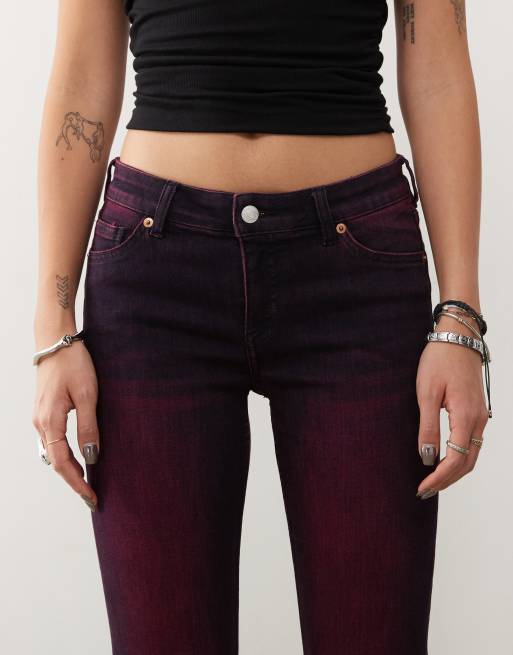 Monki - Katsumi - Lavtaljede bootcut-jeans med svaj i overfarvet lilla, 5 af 5