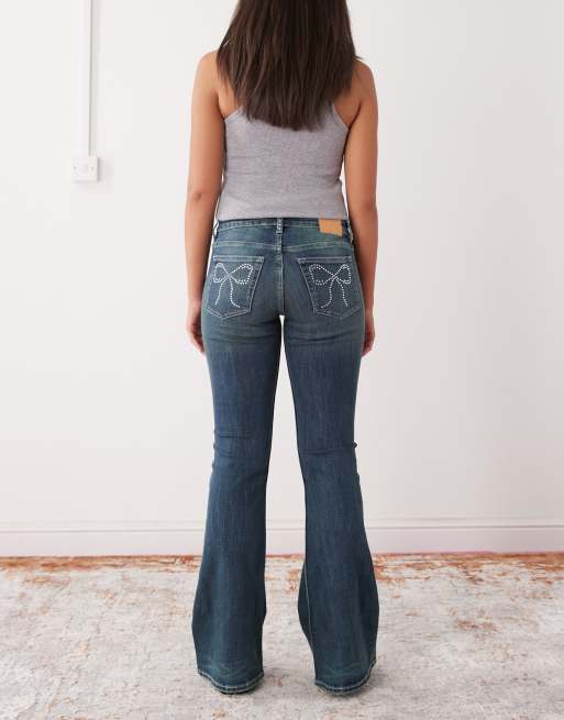 Monki - Katsumi - Lavtaljede jeans med svaj og sløjfeudsmykninger, 2 af 5