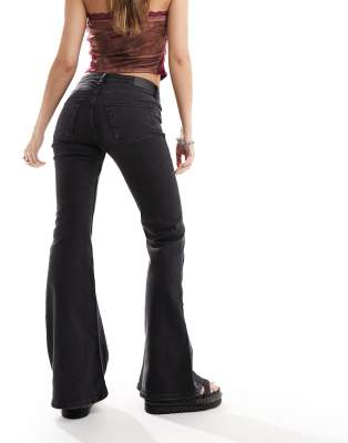 Monki Katsumi Low Rise Flared Leg Jeans In Black