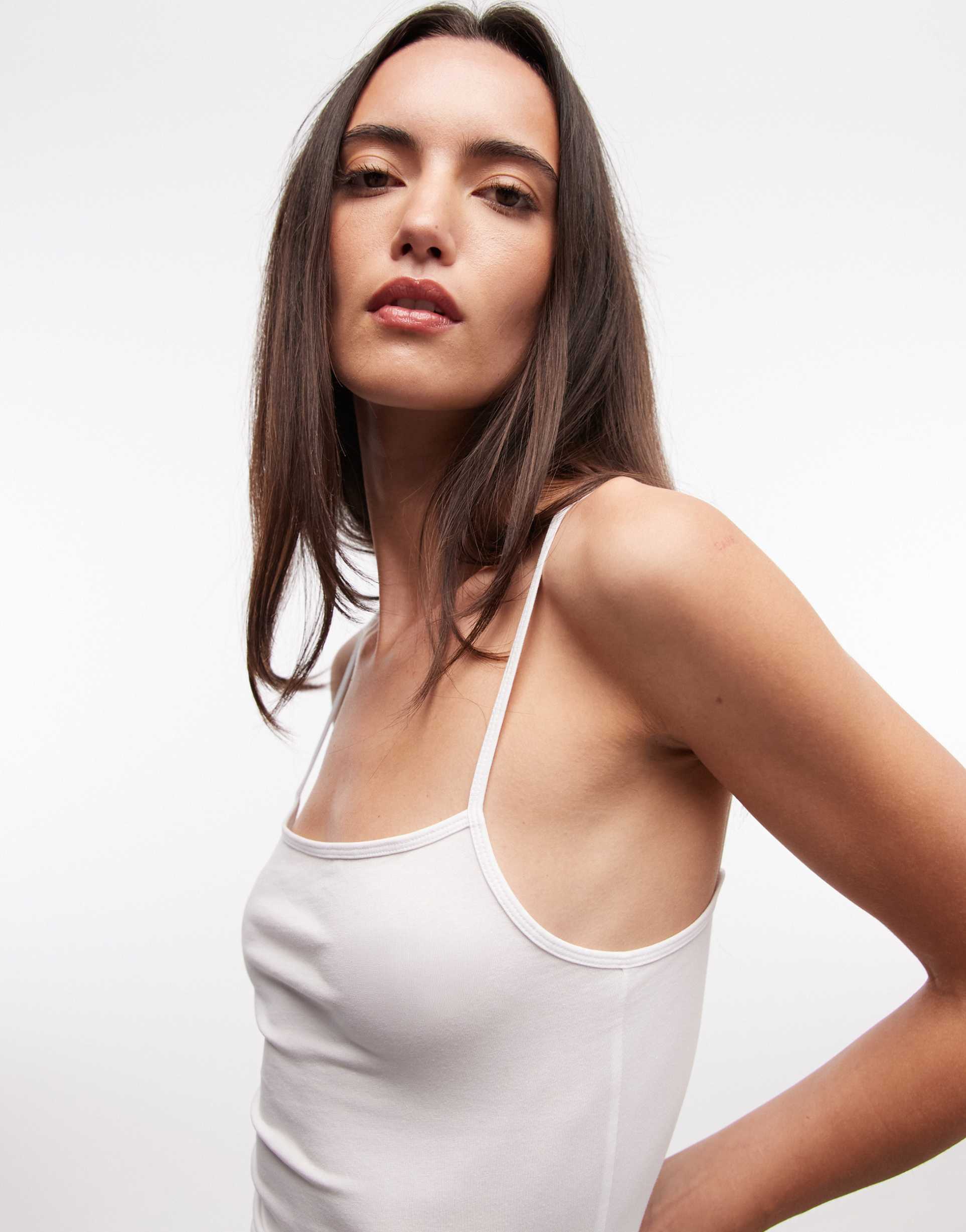 monki kelly straight strap tank top in white