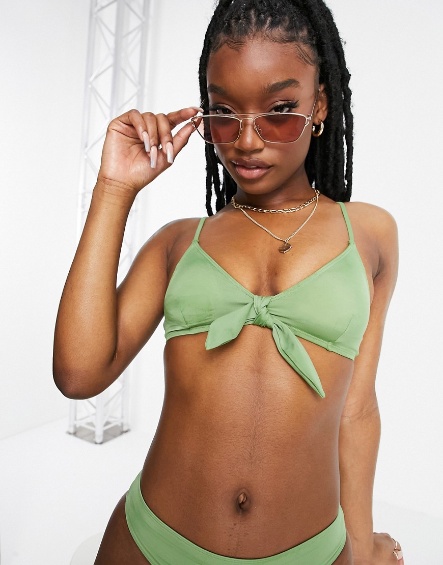 Monki Kikki recycled bikini top in green