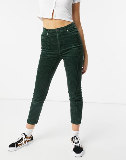 Monki Kimmy cotton cord trousers in green | ASOS