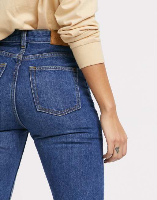 Monki – Kimomo – Blå mom jeans i bomull med hög midja – MBLUE, 3 av 4