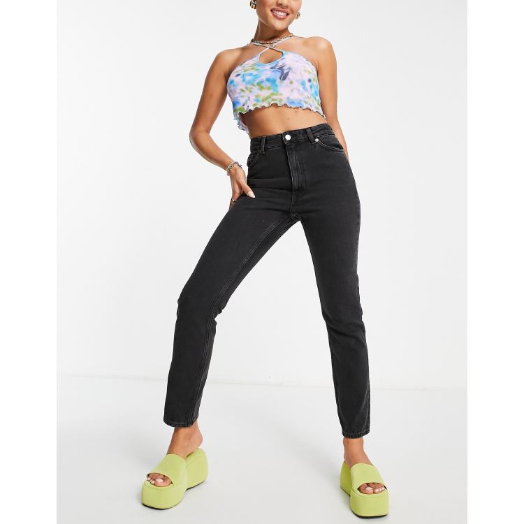 Monki Kimomo high waist mom jeans in wash black | ASOS