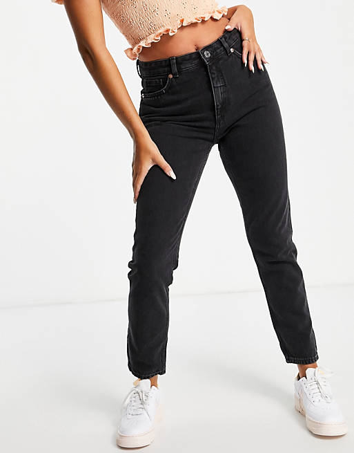 Rektangel Prisnedsættelse Se internettet Monki Kimomo high waist mom jeans with cotton in wash black - BLACK | ASOS