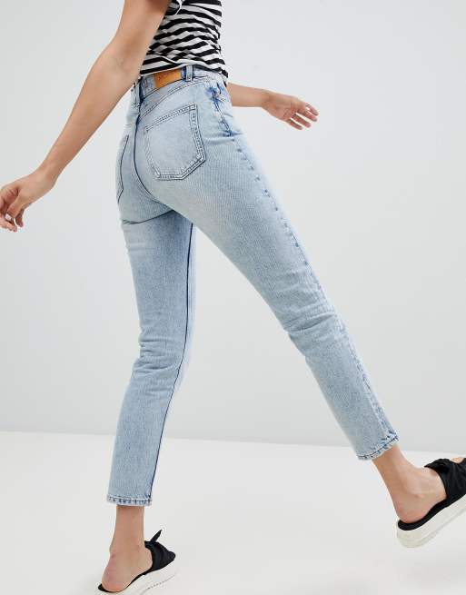 Monki high waist jeans with organic cotton in light | ASOS