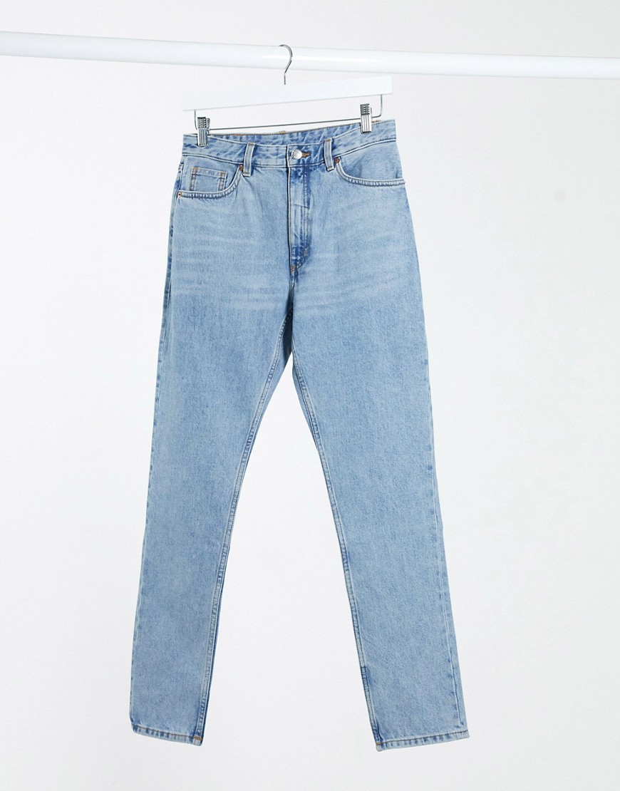 Monki - Kimomo - Lange mom jeans met hoge taille van biologisch katoen in blauw