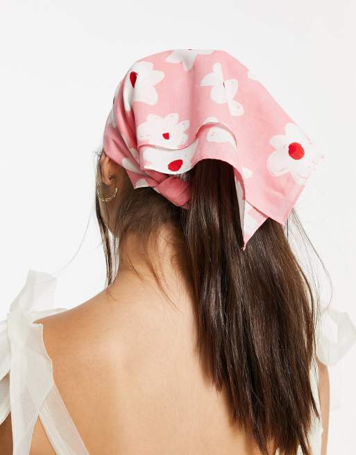 Monki Kino daisy headscarf in pink, 3 of 4