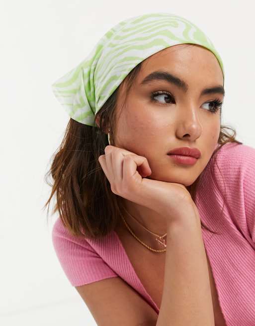 Monki - Kino - Foulard con stampa zebrata, colore verde