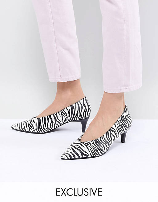 Monki Kitten Heel Zebra Shoe
