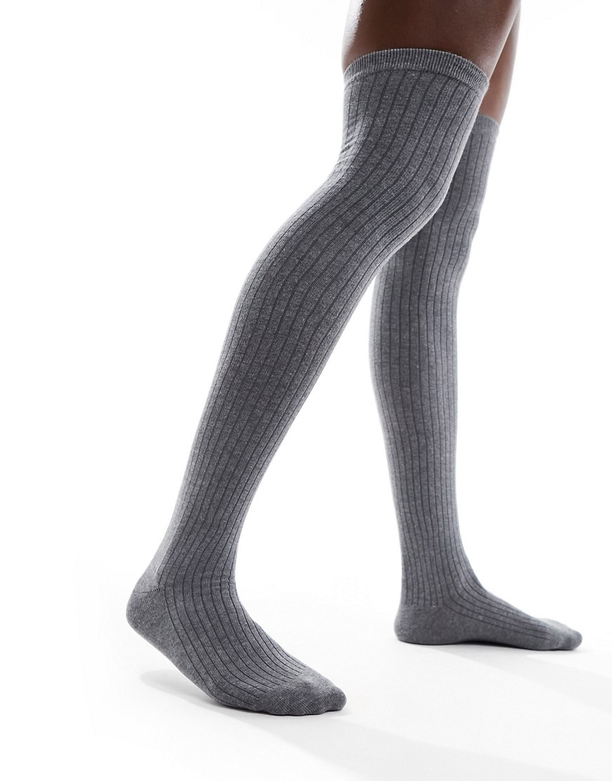 Monki Knee High Socks In Gray