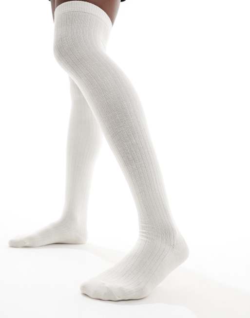 Monki knee high socks in white