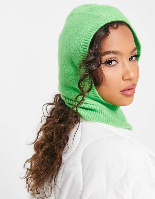 Monki knit balaclava in bright green