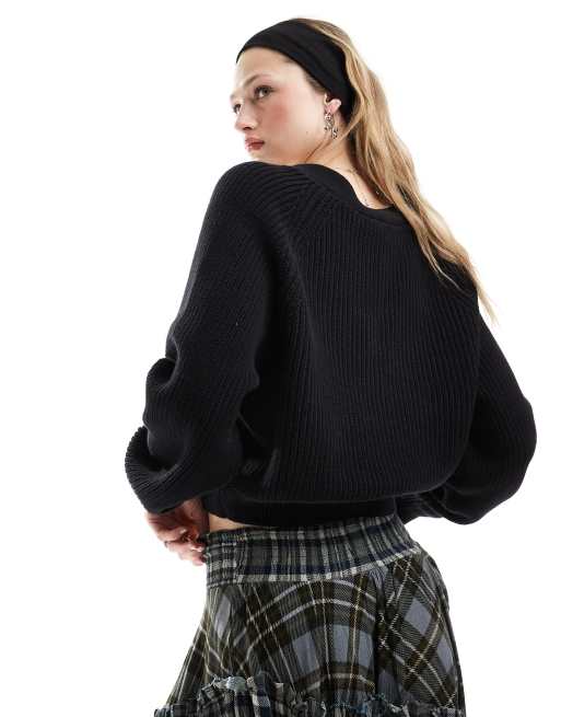 Monki knit cardigan in black