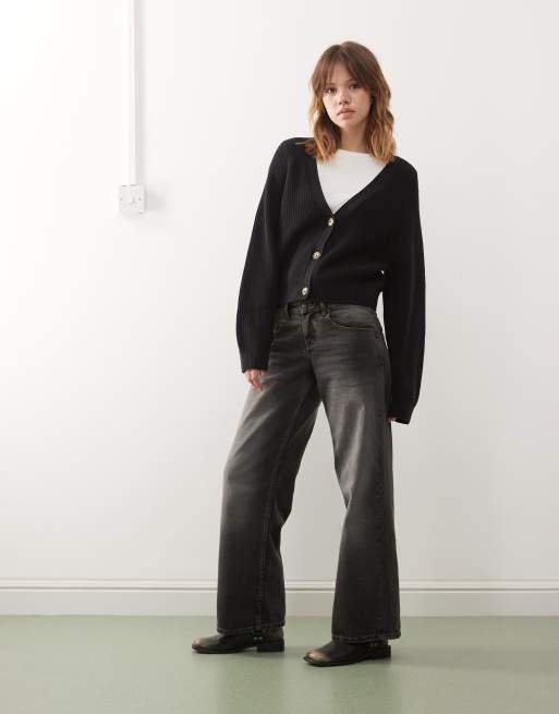 Monki knit cardigan in black