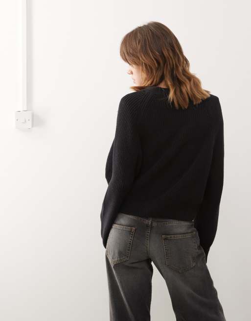 Monki knit cardigan in black