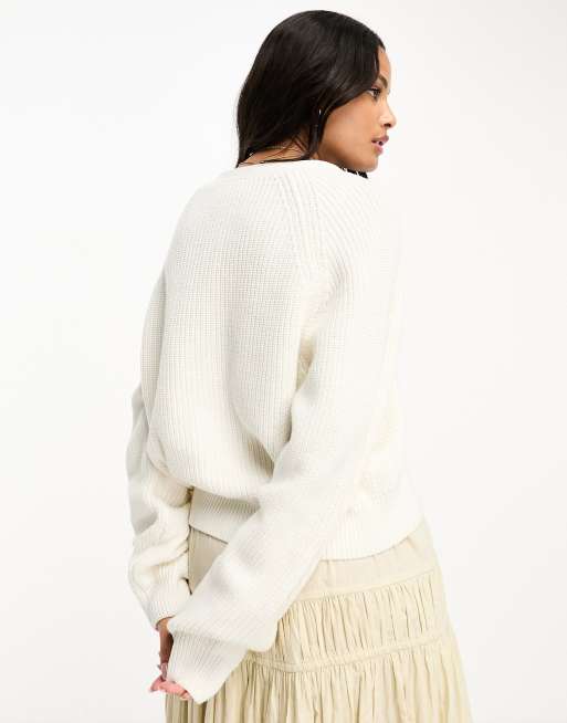 Monki knit cardigan in white