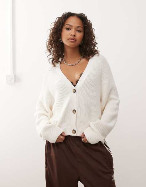 Monki knit cardigan in white