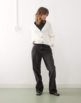Monki Knit Cardigan In White