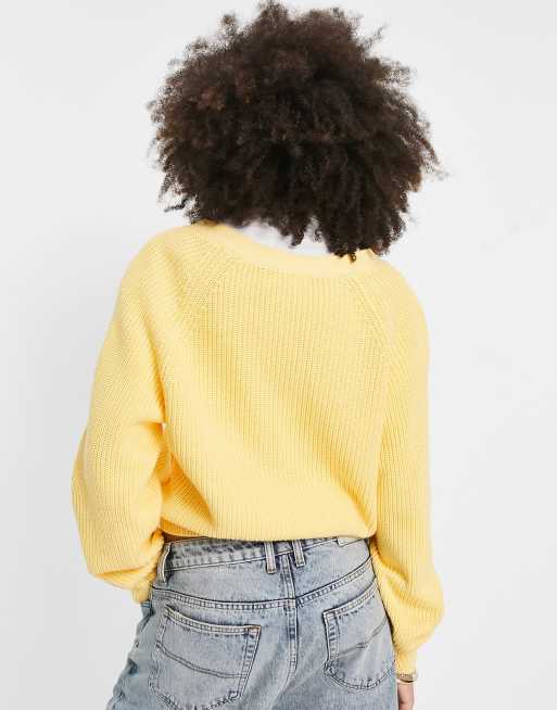 Monki knit cardigan in yellow