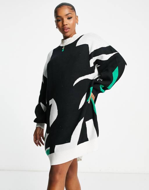 Monki knit dress in abstract print ASOS