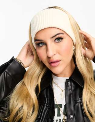 Monki Knit Headband In Cream-gray