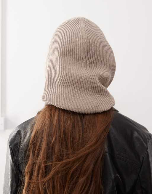 Monki knit hooded balaclava in brown | ASOS