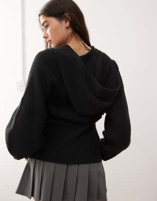 トップス andmary Leo hood knit set color black ANDMARY】Leo hood knit set