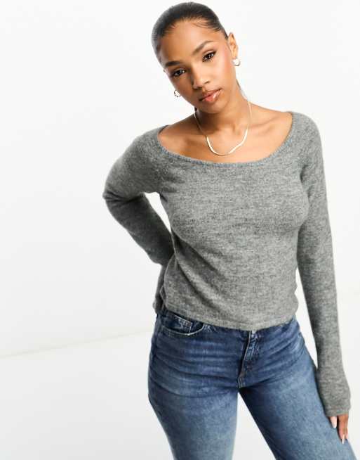 Rib-knit Boat-neck Top