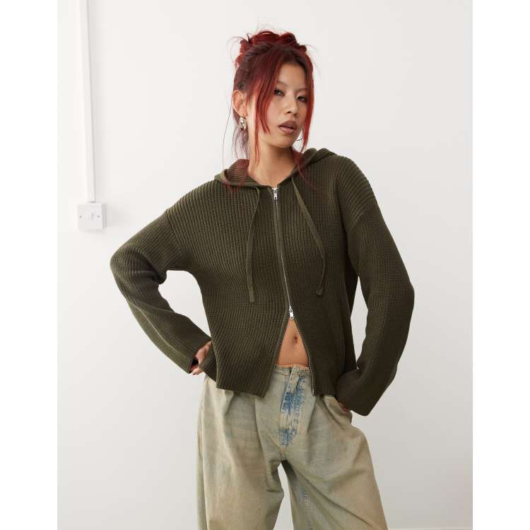 トップス OLIVE GREEN Wool 100% Hoodie Cardigan 207322837-1-green?$n_750w$&wid
